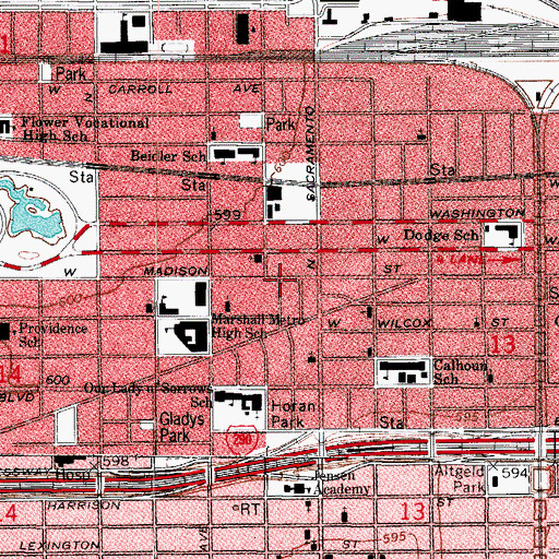 Topographic Map of East Garfield Park, IL