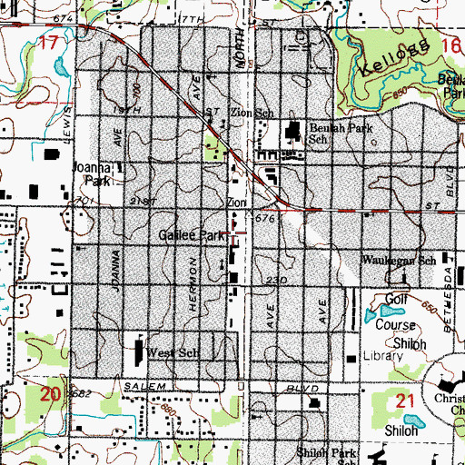 Topographic Map of Galilee Park, IL