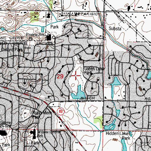 Topographic Map of Green Lake Park, IL