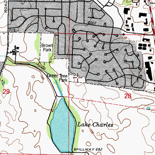 Topographic Map of Green Tree Park, IL