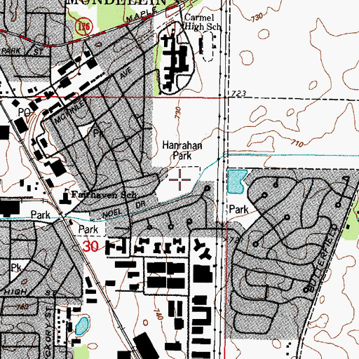 Topographic Map of Hanrahan Park, IL
