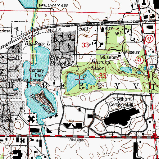 Topographic Map of Harvey Lake, IL