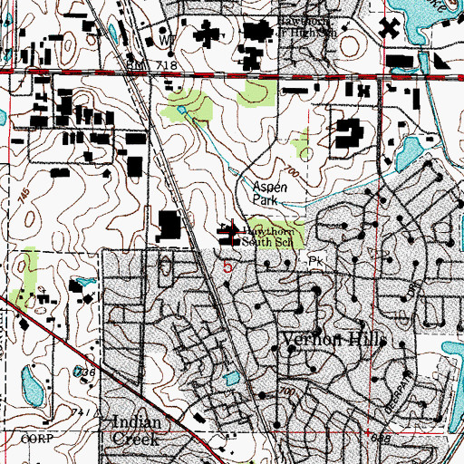 Topographic Map of Hawthorn South School, IL
