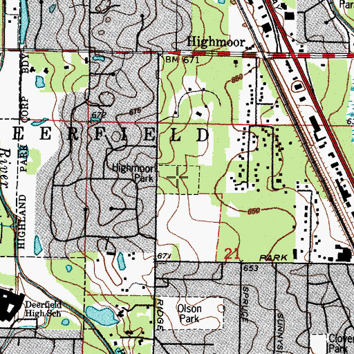 Topographic Map of Highmoor Park, IL