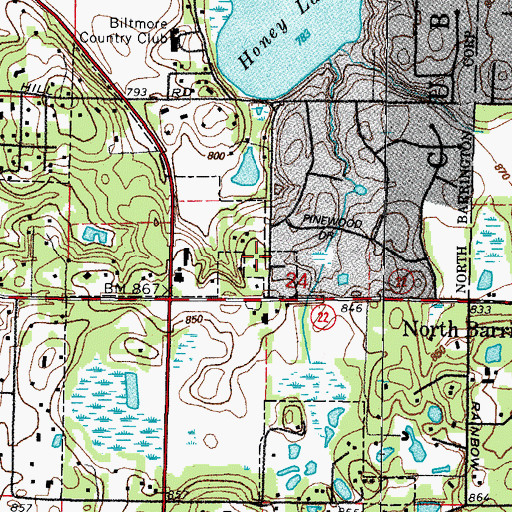 Topographic Map of Honey Lake School (historical), IL