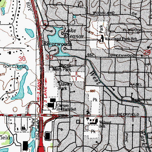 Topographic Map of Jaycee Memorial Park, IL