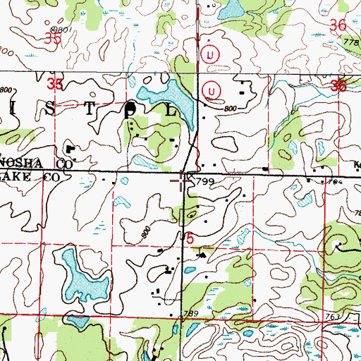 Topographic Map of Kelley Corners, IL