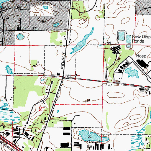 Topographic Map of Kelsey School (historical), IL