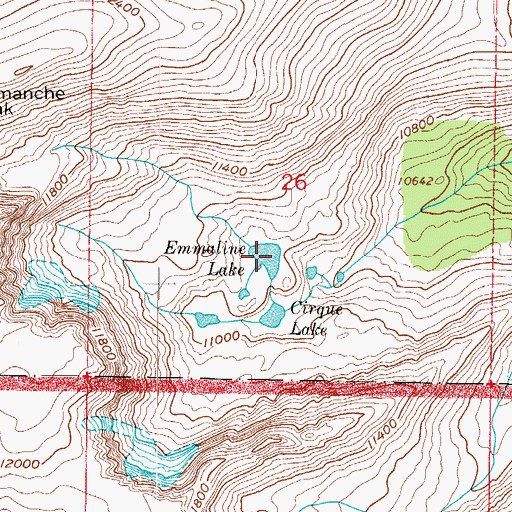 Topographic Map of Emmaline Lake, CO