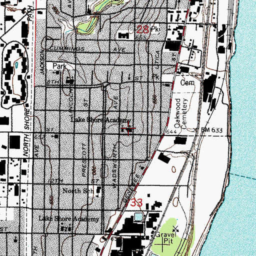 Topographic Map of Lake Shore Academy, IL