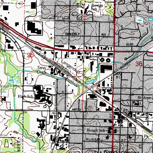 Topographic Map of Langendorf Park, IL