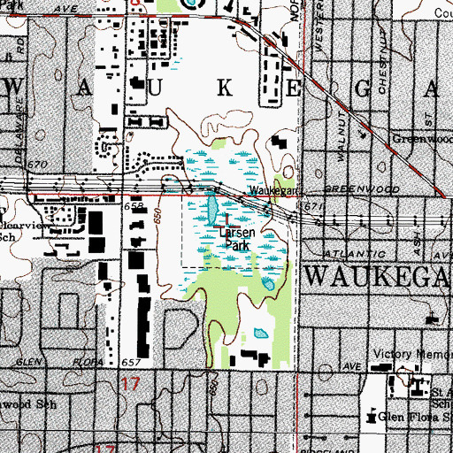 Topographic Map of Larsen Park, IL