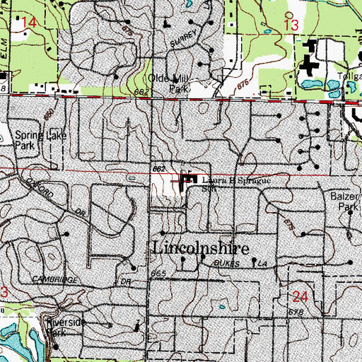 Topographic Map of Laura B Sprague Elementary School, IL