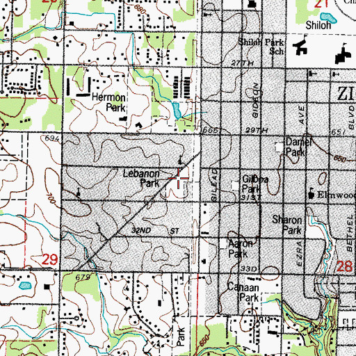 Topographic Map of Lebanon Park, IL