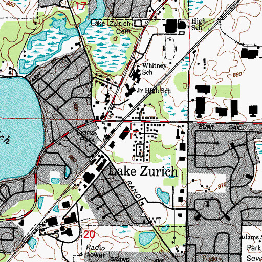 Topographic Map of Lions Park, IL