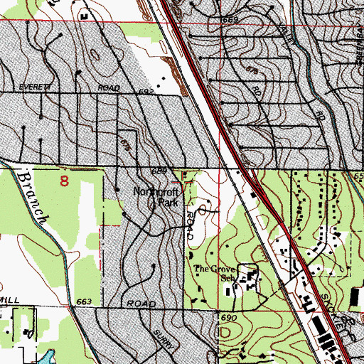 Topographic Map of Northcroft Park, IL