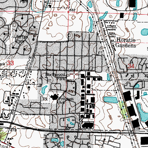 Topographic Map of Northwood Park, IL