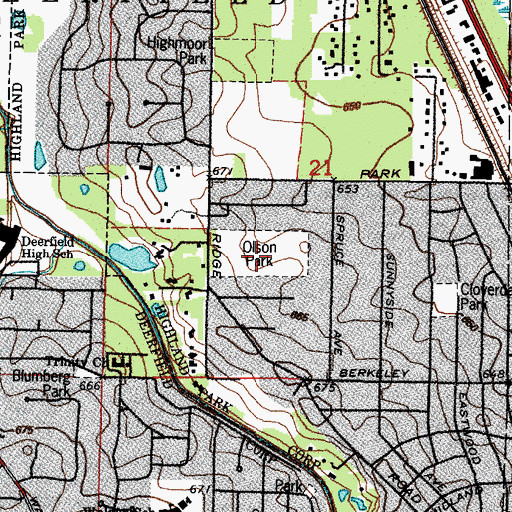 Topographic Map of Olson Park, IL