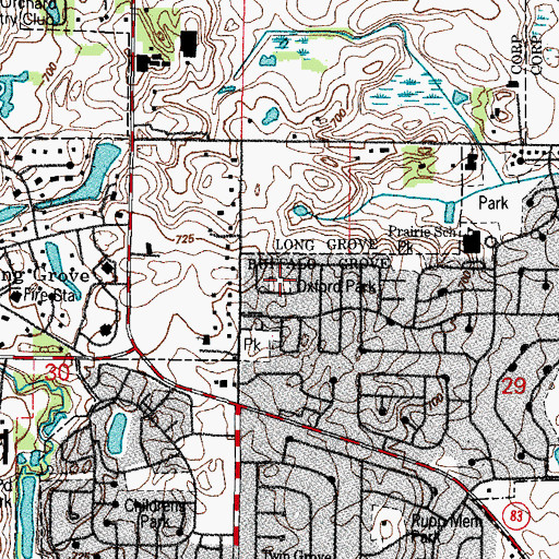 Topographic Map of Oxford Park, IL