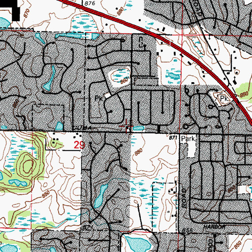 Topographic Map of Pomeroy School (historical), IL