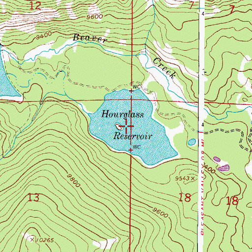 Topographic Map of Hourglass Reservoir, CO