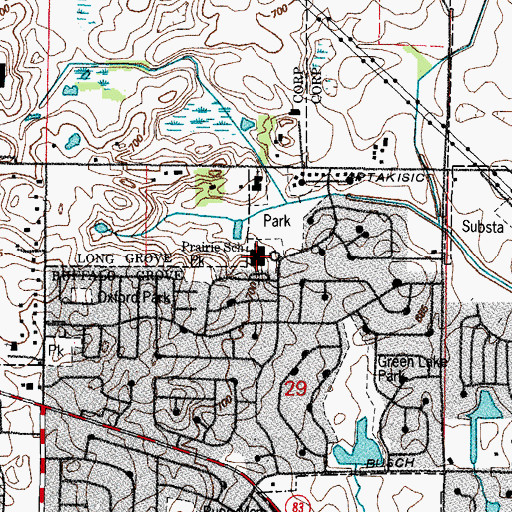 Topographic Map of Prairie Elementary School, IL
