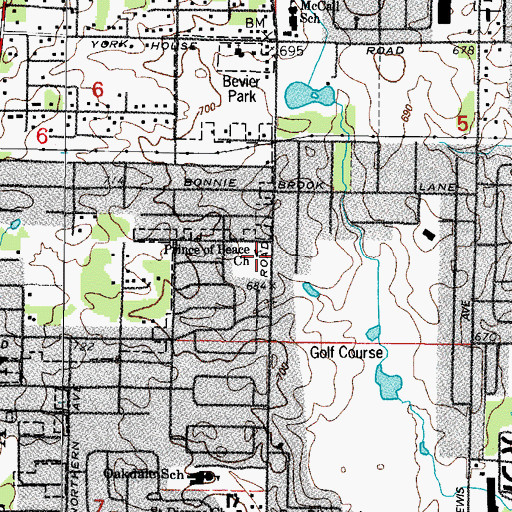 Topographic Map of Prince of Peace Lutheran Church, IL