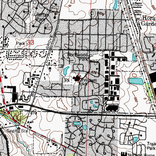 Topographic Map of Pritchett Elementary School, IL