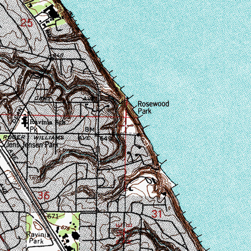 Topographic Map of Rosewood Park, IL