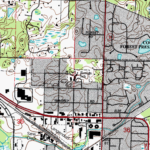 Topographic Map of Roslyn Road Elementary School, IL