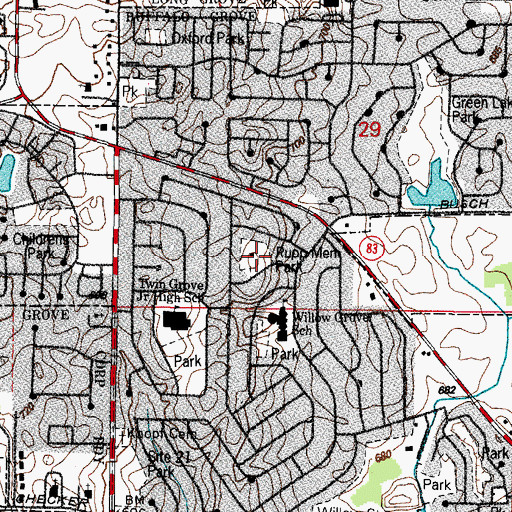 Topographic Map of Rupp Material Park, IL