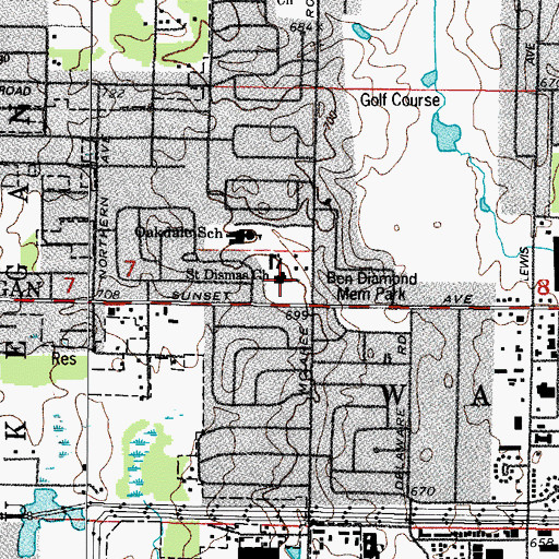 Topographic Map of Saint Dismas Catholic Church, IL