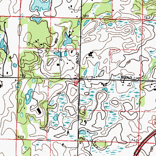 Topographic Map of Schaufel Corners, IL