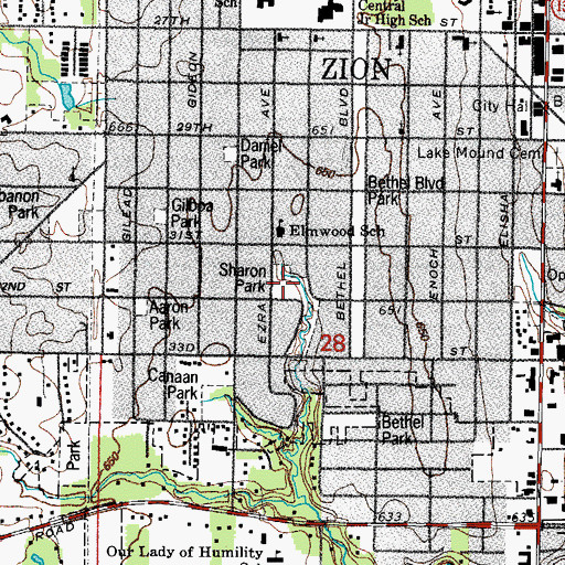 Topographic Map of Sharon Park, IL