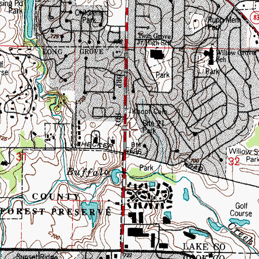 Topographic Map of Site 21 Park, IL