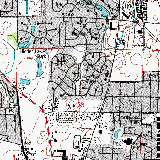 Topographic Map of Tartan Park, IL