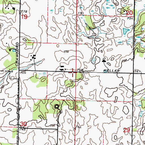 Topographic Map of Waterbury School (historical), IL