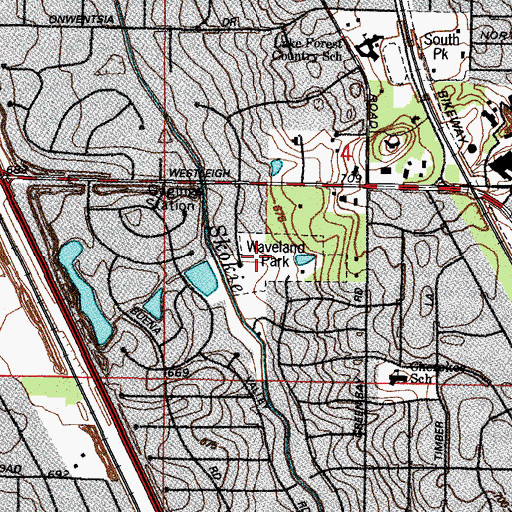 Topographic Map of Waveland Park, IL
