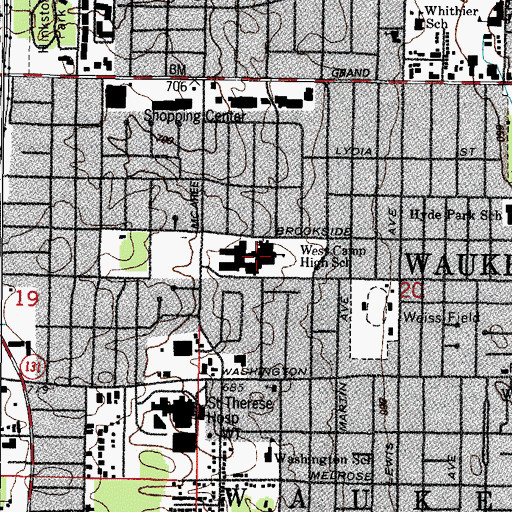 Topographic Map of West Camp High School, IL