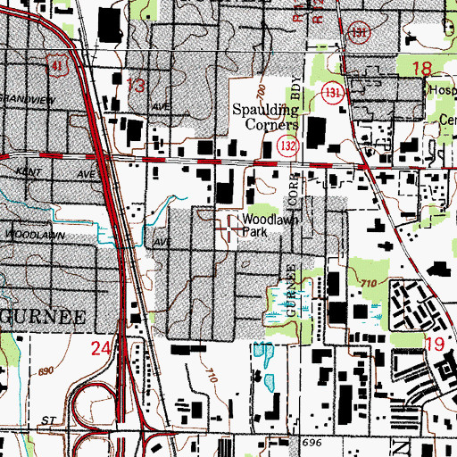 Topographic Map of Woodlawn Park, IL
