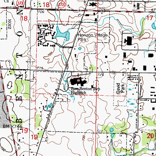 Topographic Map of Zion-Benton Township High School, IL