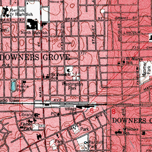 Topographic Map of Washington Park, IL