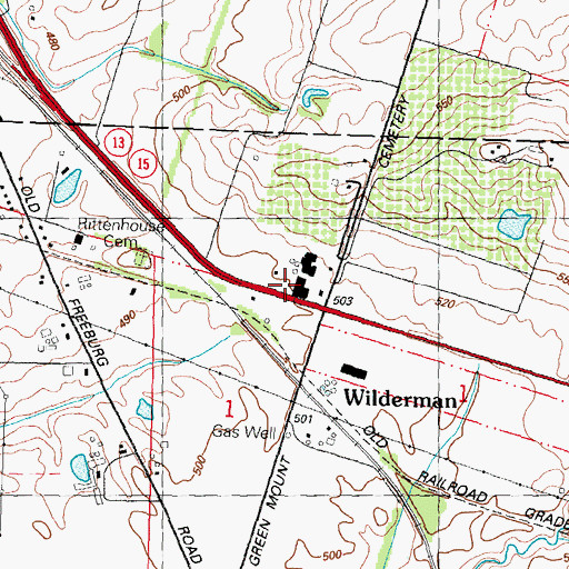 Topographic Map of Grange Hall School (historical), IL