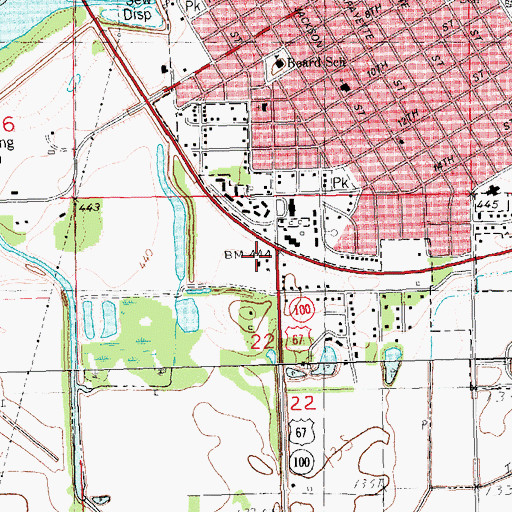 Topographic Map of Beardstown Plaza Shopping Center, IL