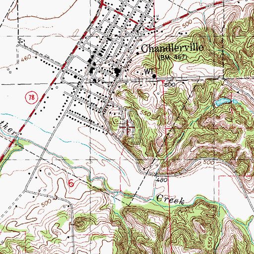 Topographic Map of Chandlerville City Cemetery, IL