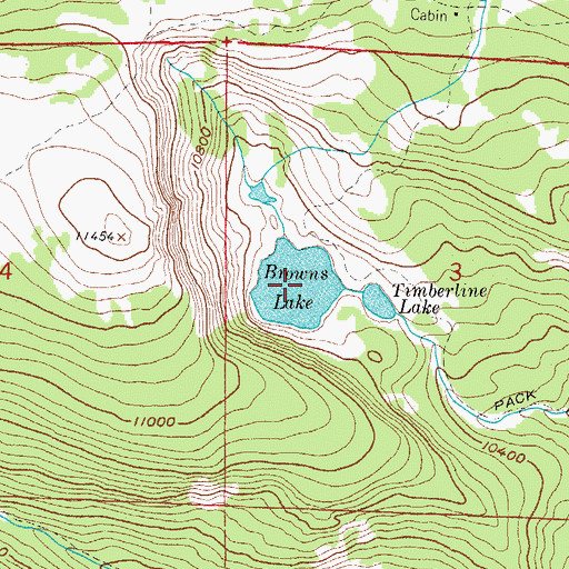 Topographic Map of Browns Lake, CO