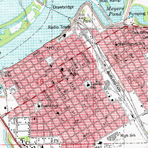 Topographic Map of Saint Johns School, IL