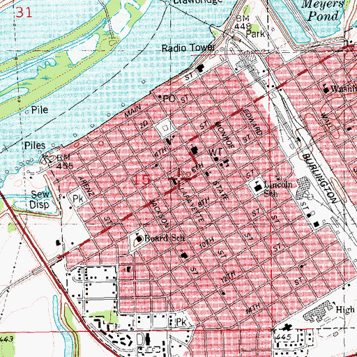Topographic Map of Schultz Hall, IL