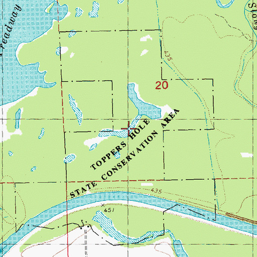 Topographic Map of Toppers Hole, IL
