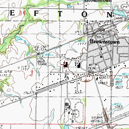 Topographic Map of Brownstown Elementary School, IL